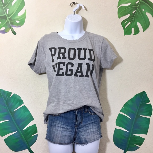 Vegan Tops - Proud Vegan Gray T-Shirt (M)